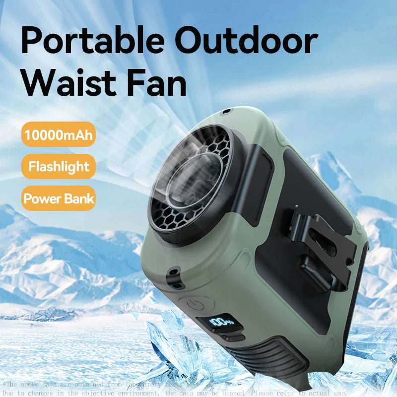 10000mAh Portable Waist Fan with LED Light