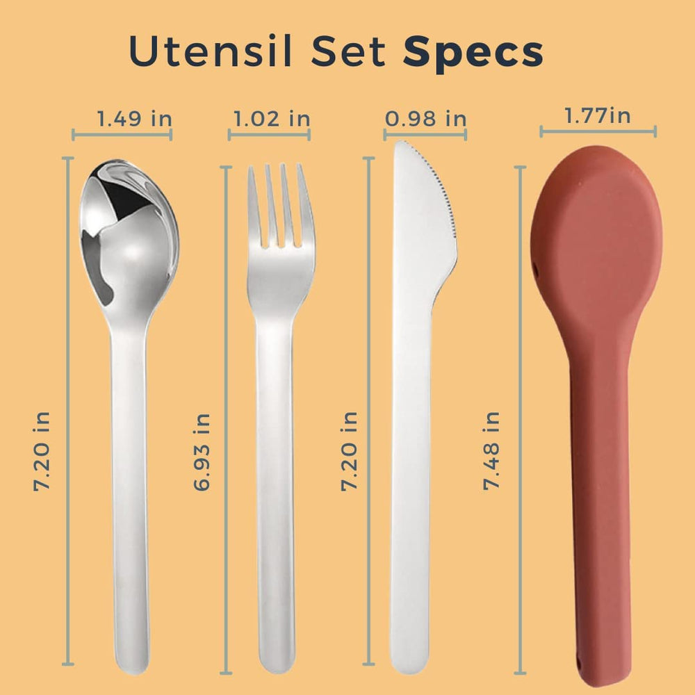 Stainless Steel Portable Cutlery Set with Silicone Case